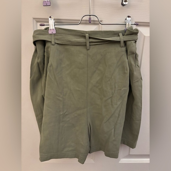 BCBGMaxAzria Olive Green High-Waist Tie Shorts - Picture 2 of 4